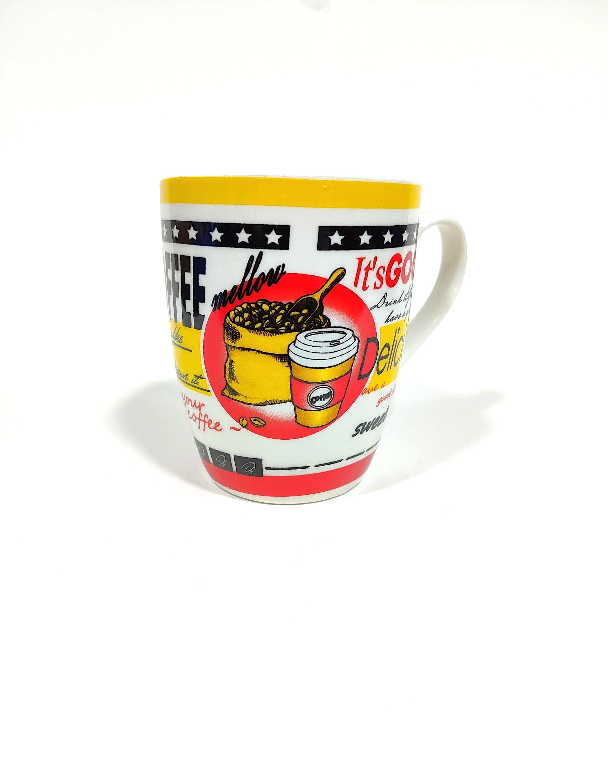 TAZA DE CAFE CON DISEÑO DE VASO DE CAFE Y FRASES EN INGLES/ 8178-16 - Beauty&Fashion Center