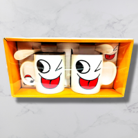 SET DE TAZAS PARA CAFE CON CUCHARILLA/ DISEÑO DE CARITA/ JY-3 - Beauty&Fashion Center