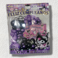 SET DE GLOBOS FELIZ CUMPLEAÑOS KUROMI / 47 PCS - Beauty&Fashion Center